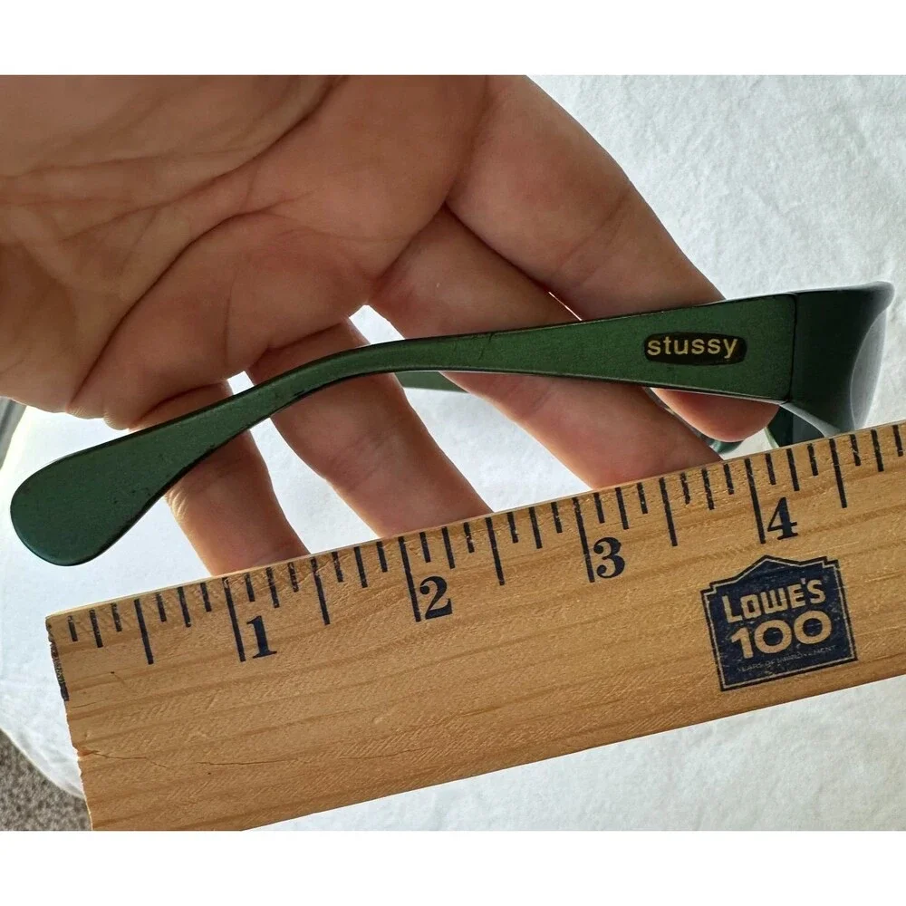 VTG  Vintage Stussy Seville Sunglasses Metallic Green Wrap Around Sport 90s Y2K